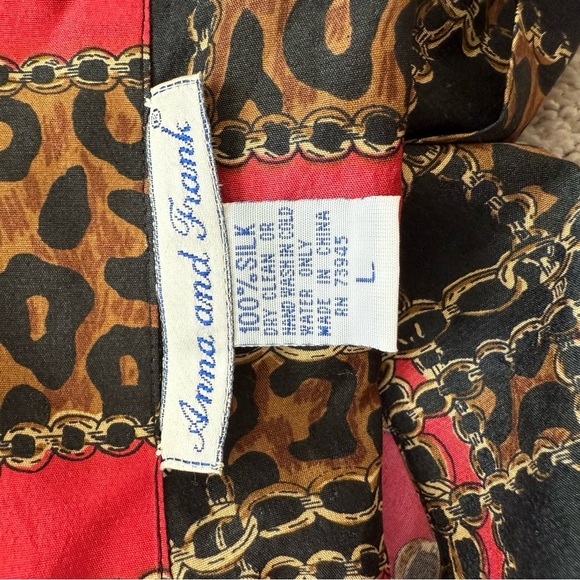 Vintage Anna and Frank Leopard Silk Blouse Size L - Picture 9 of 12